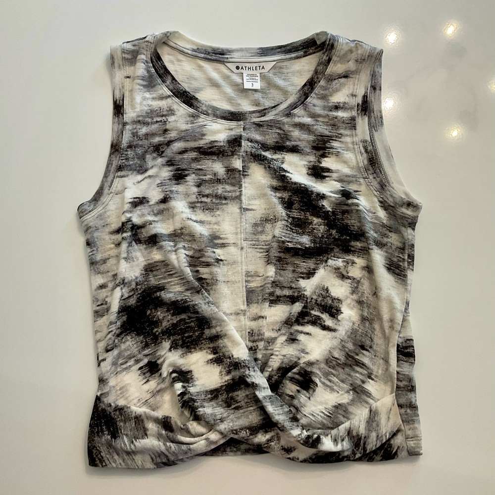 Athleta Black and White Graphic Muscle Tee